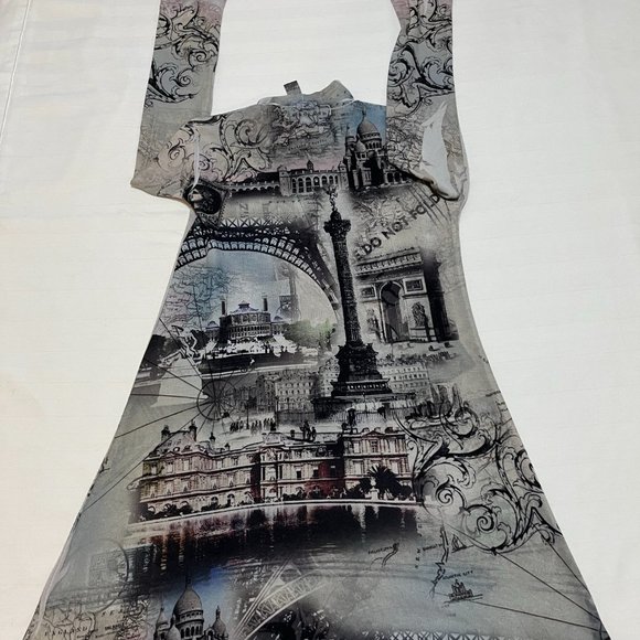 S-Twelve Sweater Dress Multi Colored Beautiful Prints with Rhinestone SzM - Picture 5 of 6